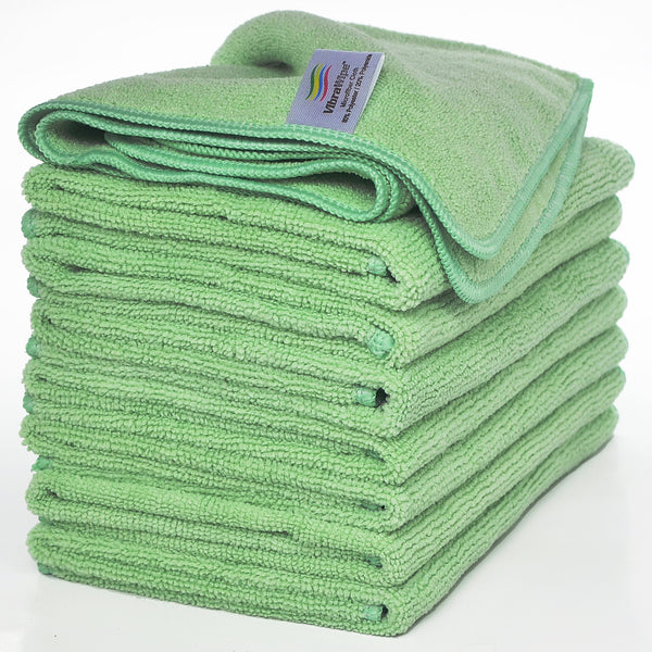 VibraWipe Microfiber Cloth, All-Green, 8-Piece