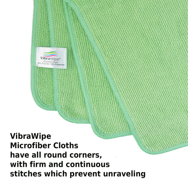 VibraWipe Microfiber Cloth, All-Green, 8-Piece
